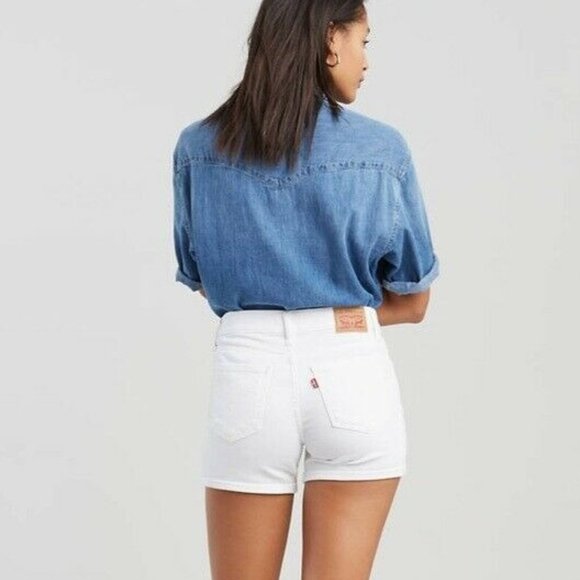 Levi's Pants - Levis White Distressed Mid Length Denim Shorts